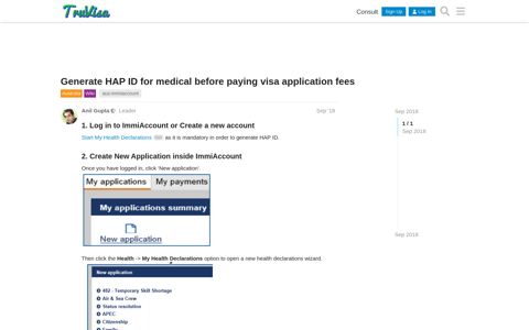 Generate HAP ID for medical before paying visa application ...