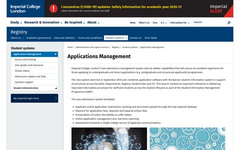 Applications Management - Imperial College London