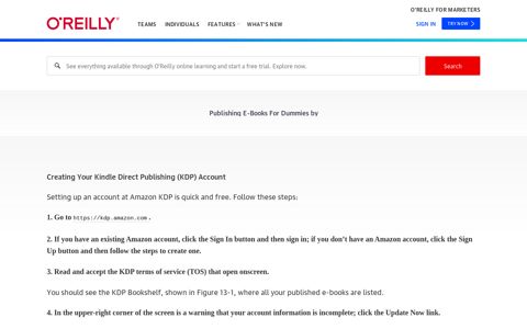 Creating Your Kindle Direct Publishing (KDP) Account - O'Reilly