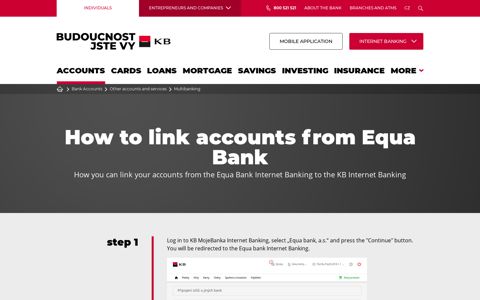 How to link accounts from Equa Bank | Komerční banka