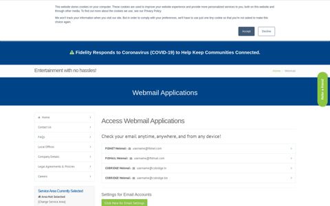 Webmail Applications - Fidelity Communications