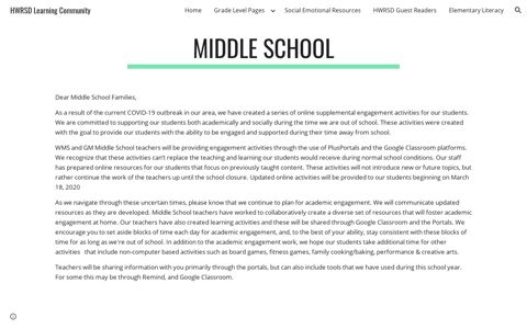 HWRSD Learning Community - Middle School - Google Sites