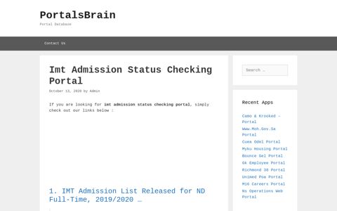 Imt Admission Status Checking Portal - PortalsBrain - Portal ...