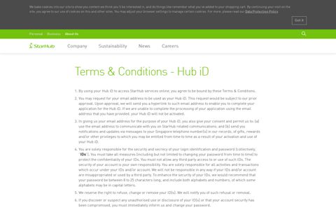 Hub iD Consumer Terms & Conditions | StarHub