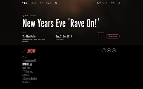 New Years Eve 'Rave On!' at Sky Club Berlin, Berlin (2013) - RA