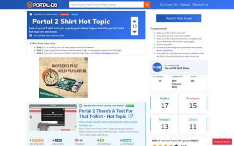 Portal 2 Shirt Hot Topic