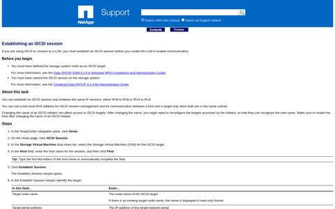 Establishing an iSCSI session - NetApp Support