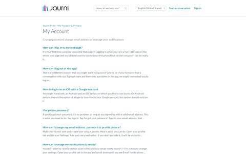 My Account - Journi Print - Hilfe