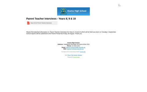 View Email - Parent Teacher Interviews - Years 8, 9 & 10
