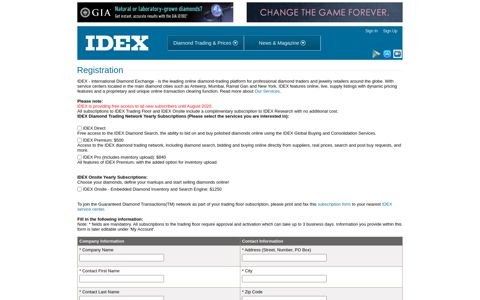 Register - IDEX Online