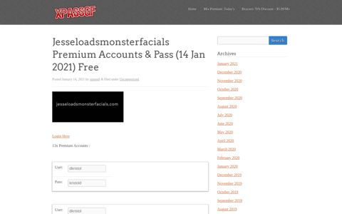 Jesseloadsmonsterfacials Premium Accounts & Pass - xpassgf