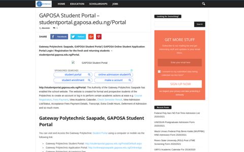 Gateway Polytechnic Saapade, GAPOSA Student Portal