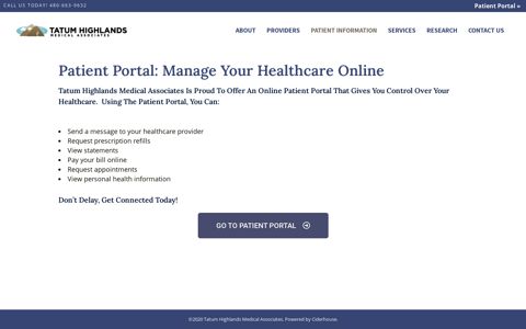 PATIENT PORTAL - Tatum Highlands Medical Associates