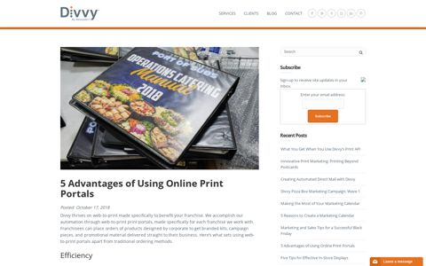 5 Advantages of Using Online Print Portals - Divvy