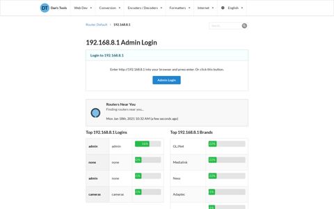 192.168.8.1 Admin Login - Clean CSS