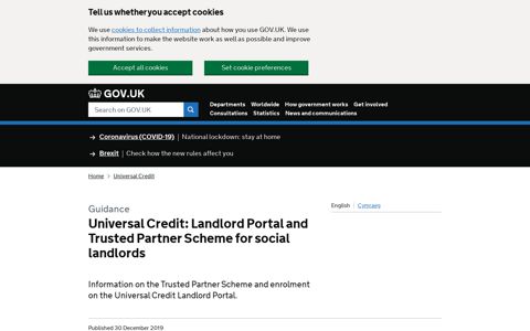Universal Credit: Landlord Portal and Trusted Partner ... - Gov.uk