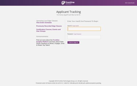 Frontline Applicant Tracking Login - ESS Substitute