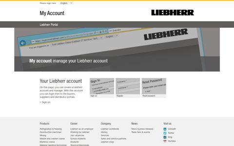 My Account - Home - Liebherr