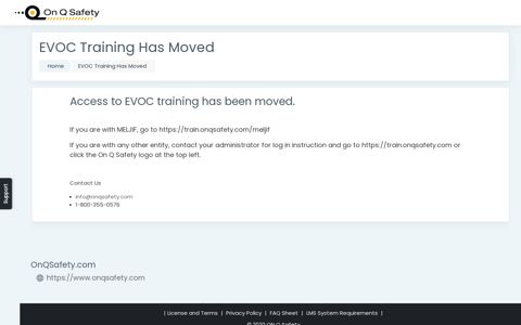 EVOC Training Has Moved - On Q Safety