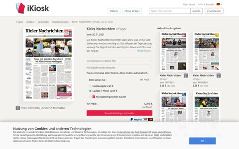 Kieler Nachrichten - Zeitung als ePaper im iKiosk lesen