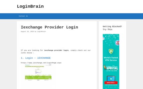 Iexchange Provider - Login - Iexchange - LoginBrain