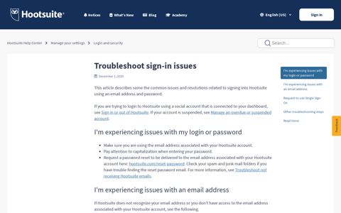 Troubleshoot sign-in issues – Hootsuite Help Center