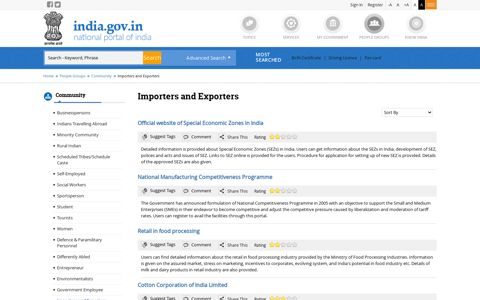Importers and Exporters | National Portal of India