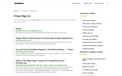 Fixya Sign In ❤️ One Click Access - iLoveLogin