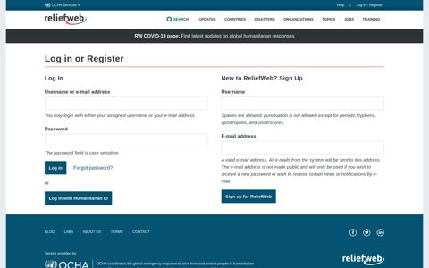 Log in or Register | ReliefWeb