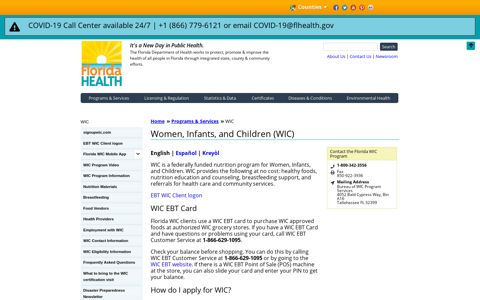 Women, Infants, and Children (WIC) | Florida Department of ...