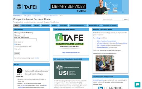 Home - Companion Animal Services - Library Home at TAFE ...