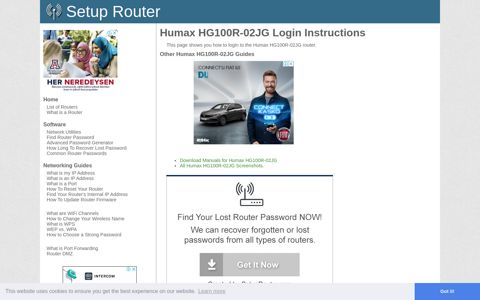 Login to Humax HG100R-02JG Router - SetupRouter
