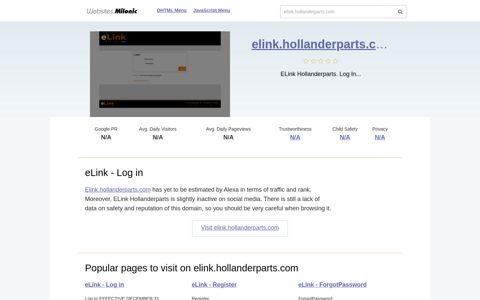 Elink.hollanderparts.com website. ELink - Log in.