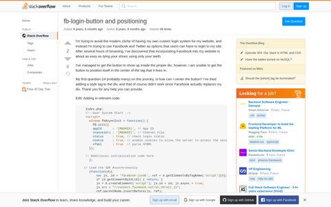 fb-login-button and positioning - Stack Overflow