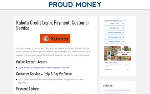 Kubota Credit Login, Payment, Customer Service - Proud Money