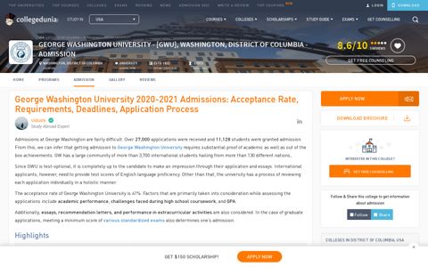 George Washington University 2020-2021 Admissions ...