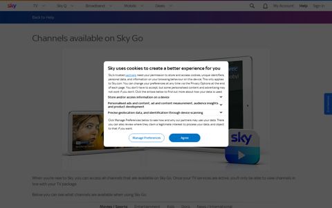 Channels available on Sky Go | Sky Help | Sky.com