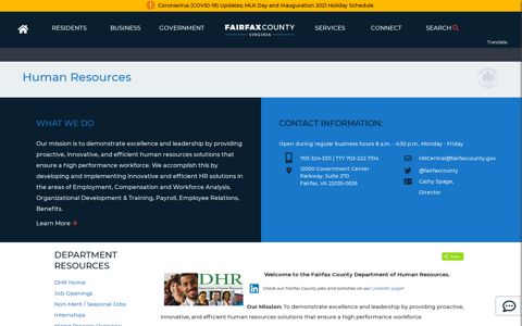 Department Homepage | Human Resources - Fairfax County