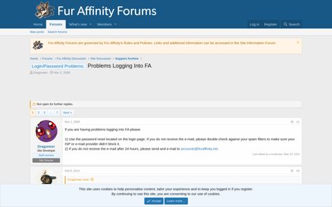 Login/Password Problems: - Fur Affinity Forums