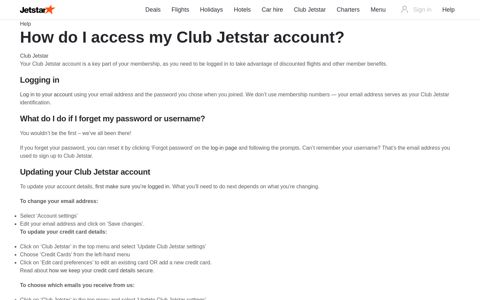 How do I access my Club Jetstar account? | Jetstar