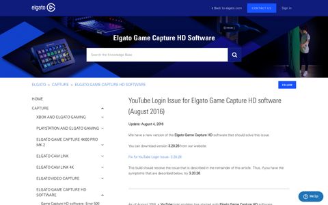 YouTube Login Issue for Elgato Game Capture HD software ...