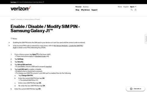 Enable / Disable / Modify SIM PIN - Samsung Galaxy J1 ...