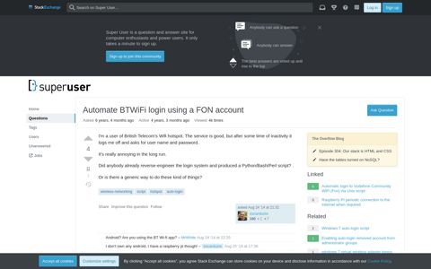Automate BTWiFi login using a FON account - Super User