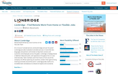 Lionbridge - Remote Work From Home & Flexible Jobs ...