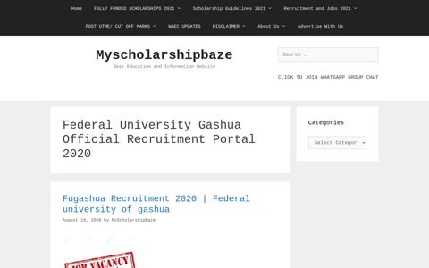 Federal University Gashua Official Recruitment Portal 2020 ...