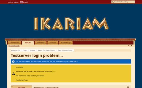 Testserver login problem. - Game Discussion Archive - Ikariam ...