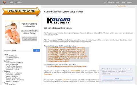 KGuard Security System Setup Guides - Port Forward