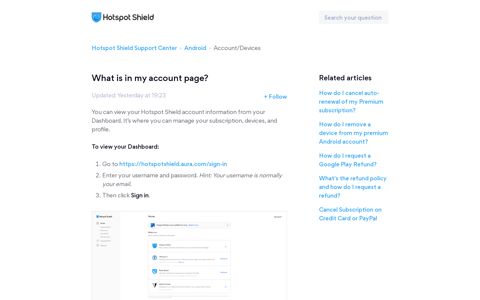 What is in my account page? – Hotspot Shield Support Center