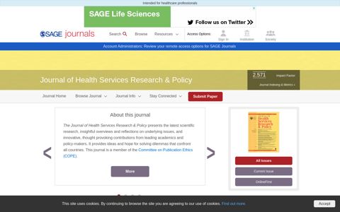 Journal of Health Services Research & Policy: SAGE Journals