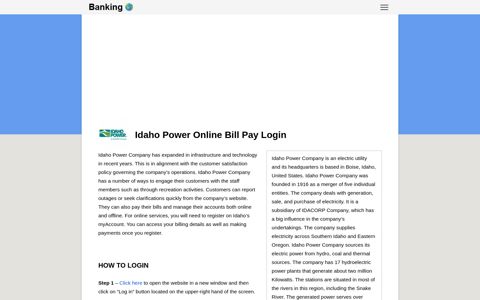 Idaho Power Online Bill Pay Login - BankingLogin.US